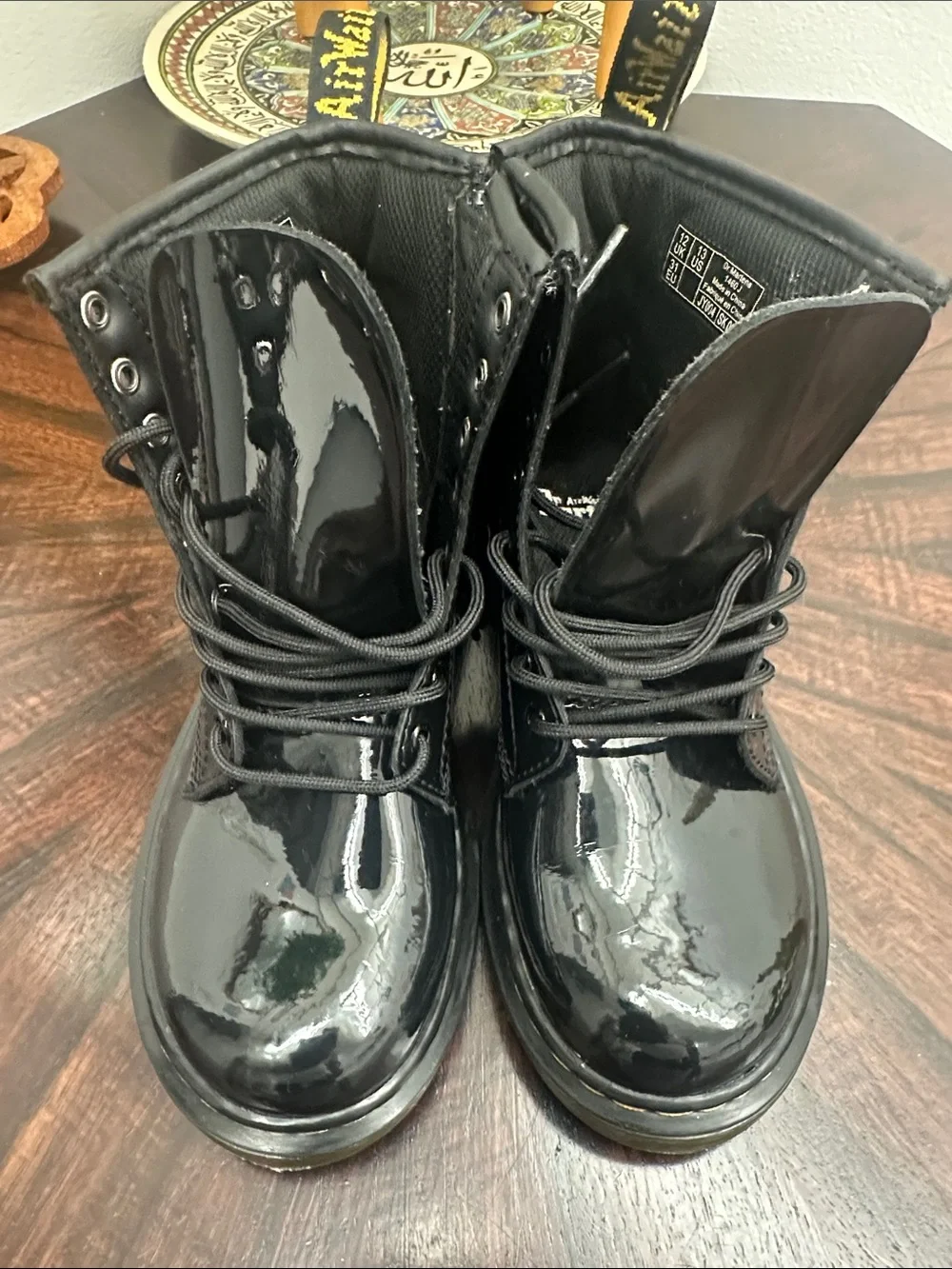 Dr. Martens Kids Black Patent Lace-Up 1460 Boots